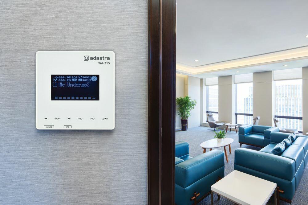 Adastra WA215 In Wall Amplifier with USB/microSD player, FM + Bluetooth - 953.132UK