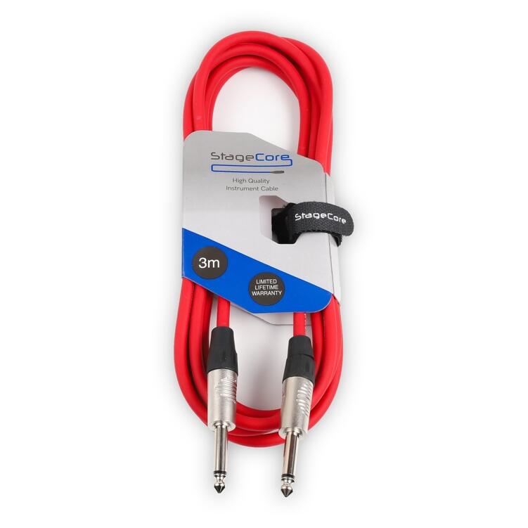 StageCore 6.35mm-6.35mm Mono Jack Instrument Lead, LU3, RED - (90020)