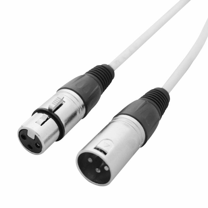 LEDJ DMX Lead, 3 pin Male XLR to 3 pin Female XLR (White Lead), 10m, CABL209