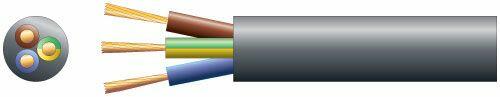 Mercury 3 core round mains PVC, 3 x 48/0.2mm, 15A, 8.7mm, Black, 100m - 804.350UK