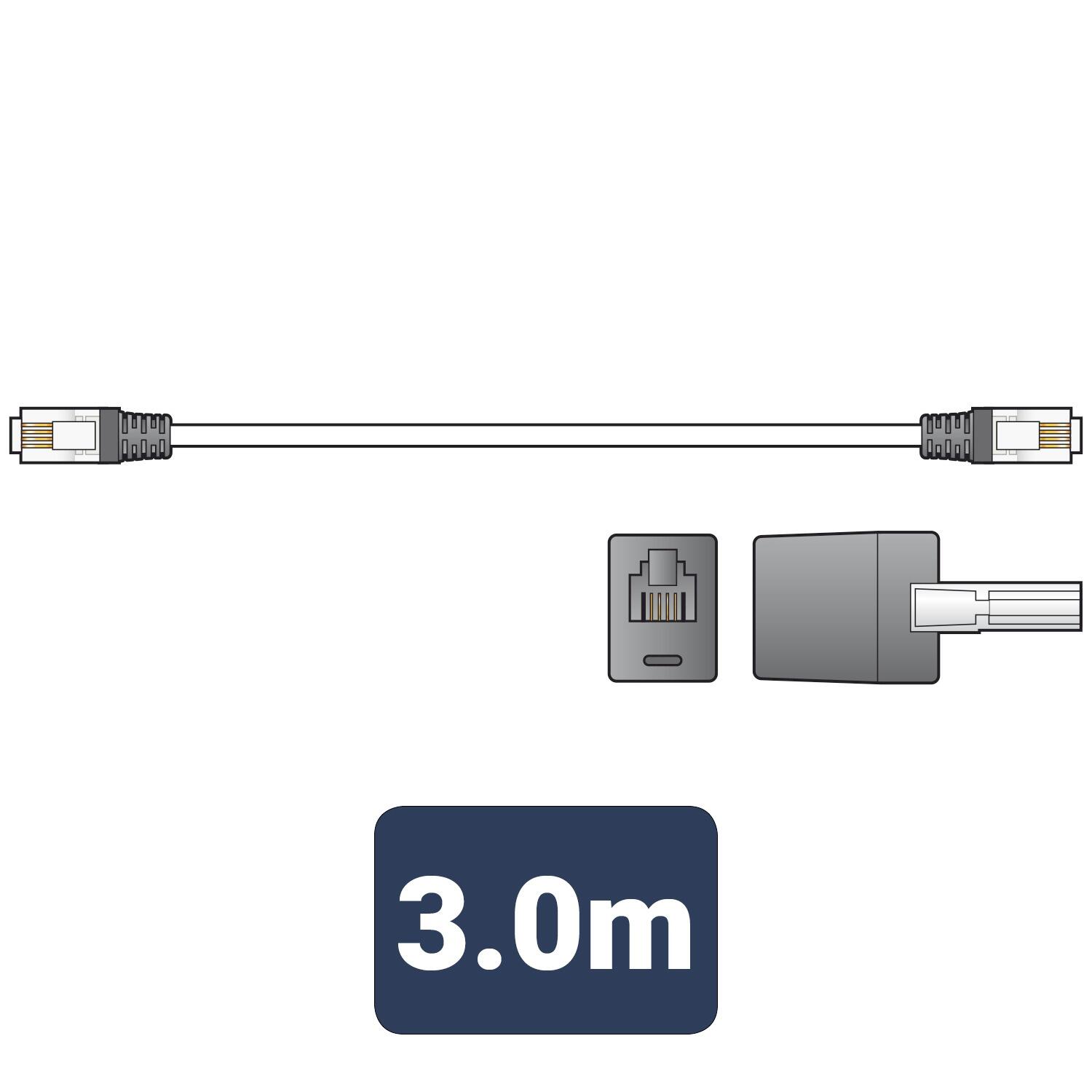 AV:Link RJ11 modem lead with BT adaptor - 3 Metres - 113.532UK