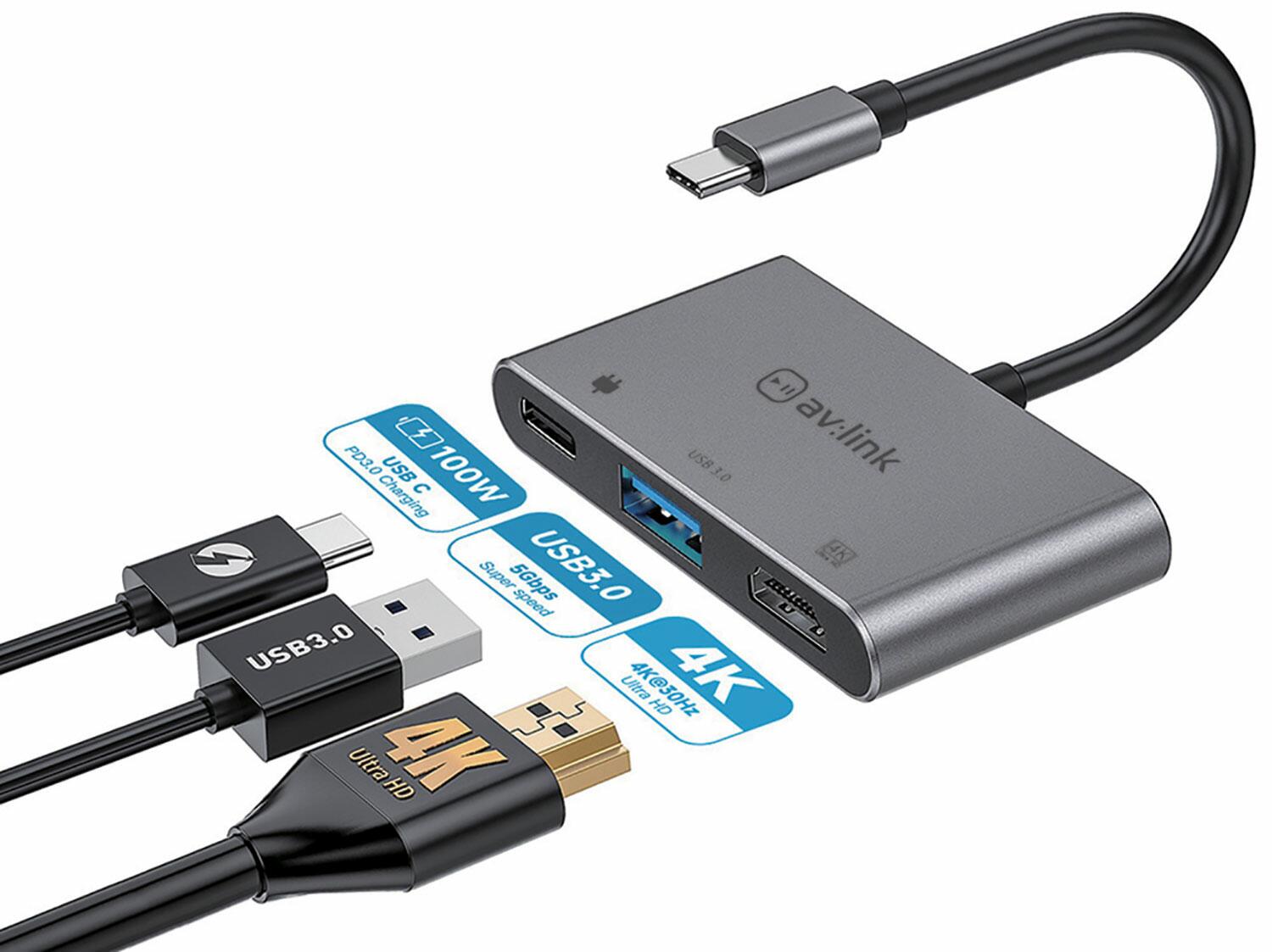 AV:Link 3 Port Slim USB3.0 Type-C Hub - 500.106UK