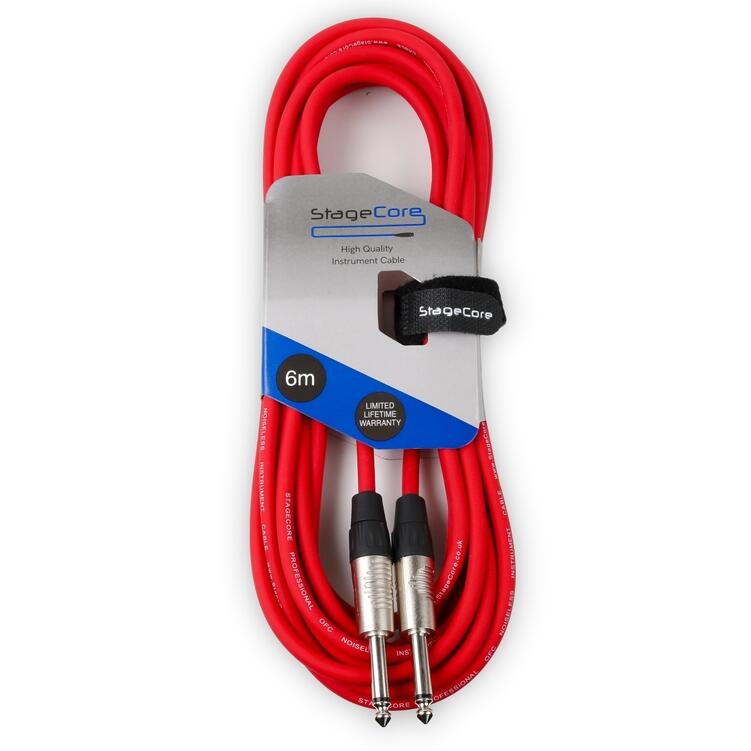 StageCore 6.35mm-6.35mm Mono Jack Instrument Lead, LU6, RED - (90026)