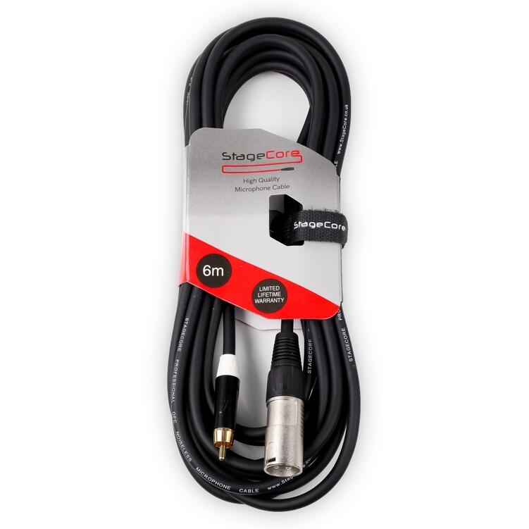 StageCore Male XLR Connector - Male RCA Phono Plug, Professional Audio Lead BLACK - (90132)