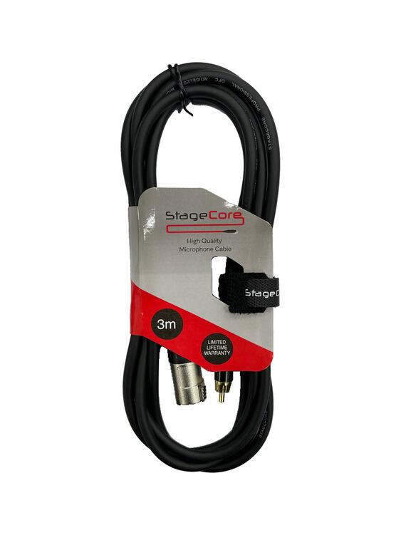 StageCore Female XLR Connector - Male RCA Phono Plug BLACK - (90121)