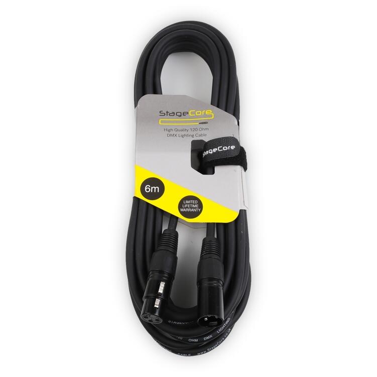 StageCore SCDMX6 3 Pin XLR Male - 3 Pin XLR Female, 120 ohms - 6M DMX Lead - (90505)