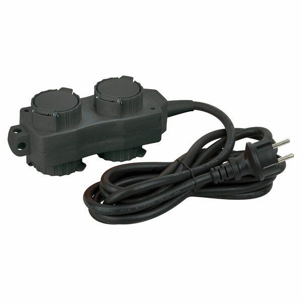 DAP 2+2 way IP20 Multisocket 1,5m cable 3x1,5mm√Ω