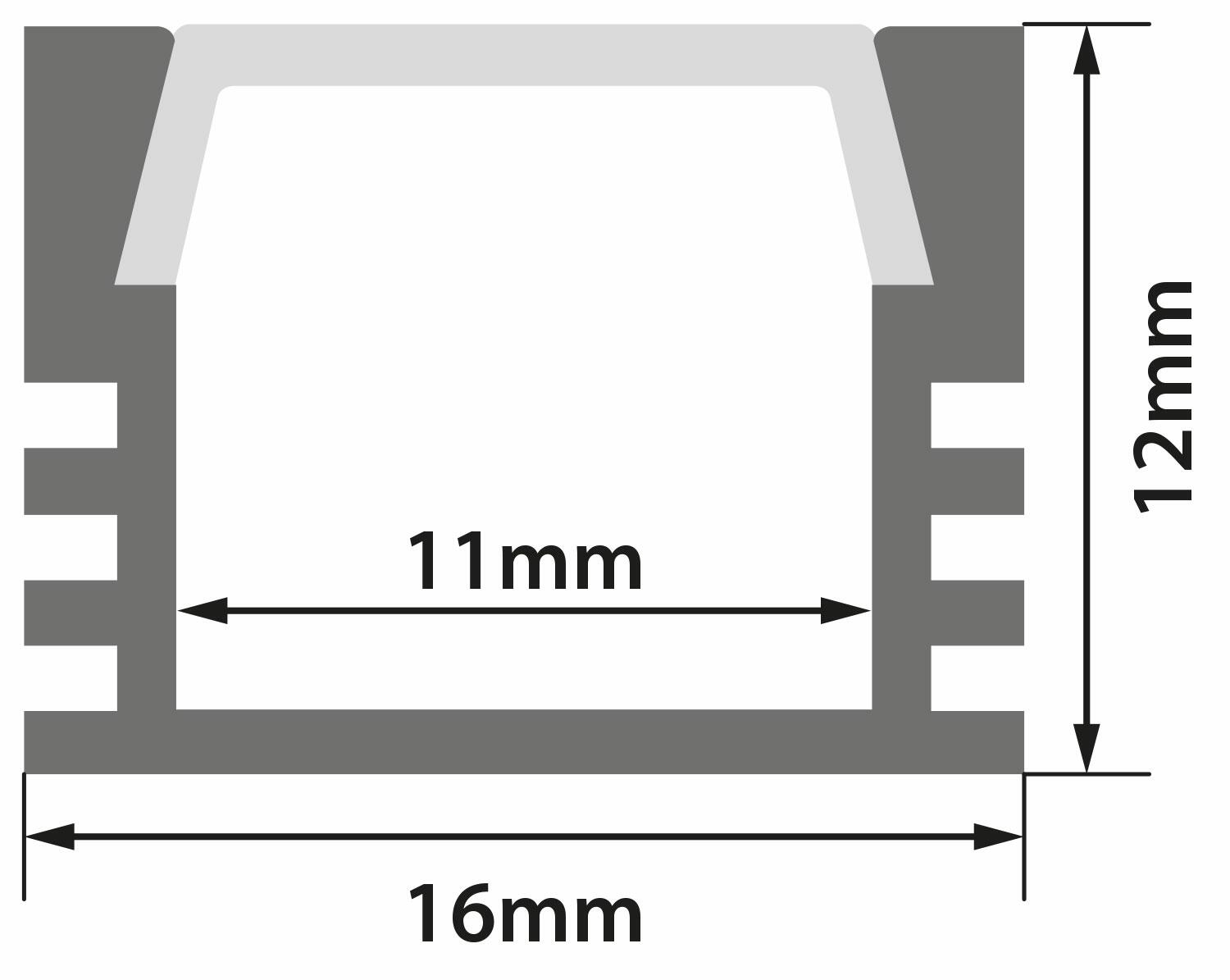 LYYT Aluminium LED Tape Profile Deep Section 1m 156.801UK