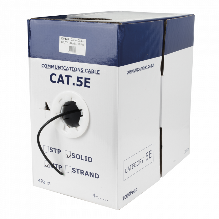 DAP CAT5e U/UTP Lan Cable - 305m - Black (dispenser box)