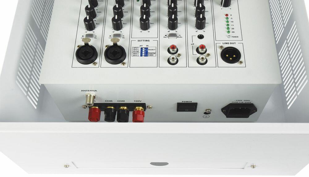 Adastra SA120 Secure Wall Mount Amplifier with UHF Microphone, 120w - 953.149UK