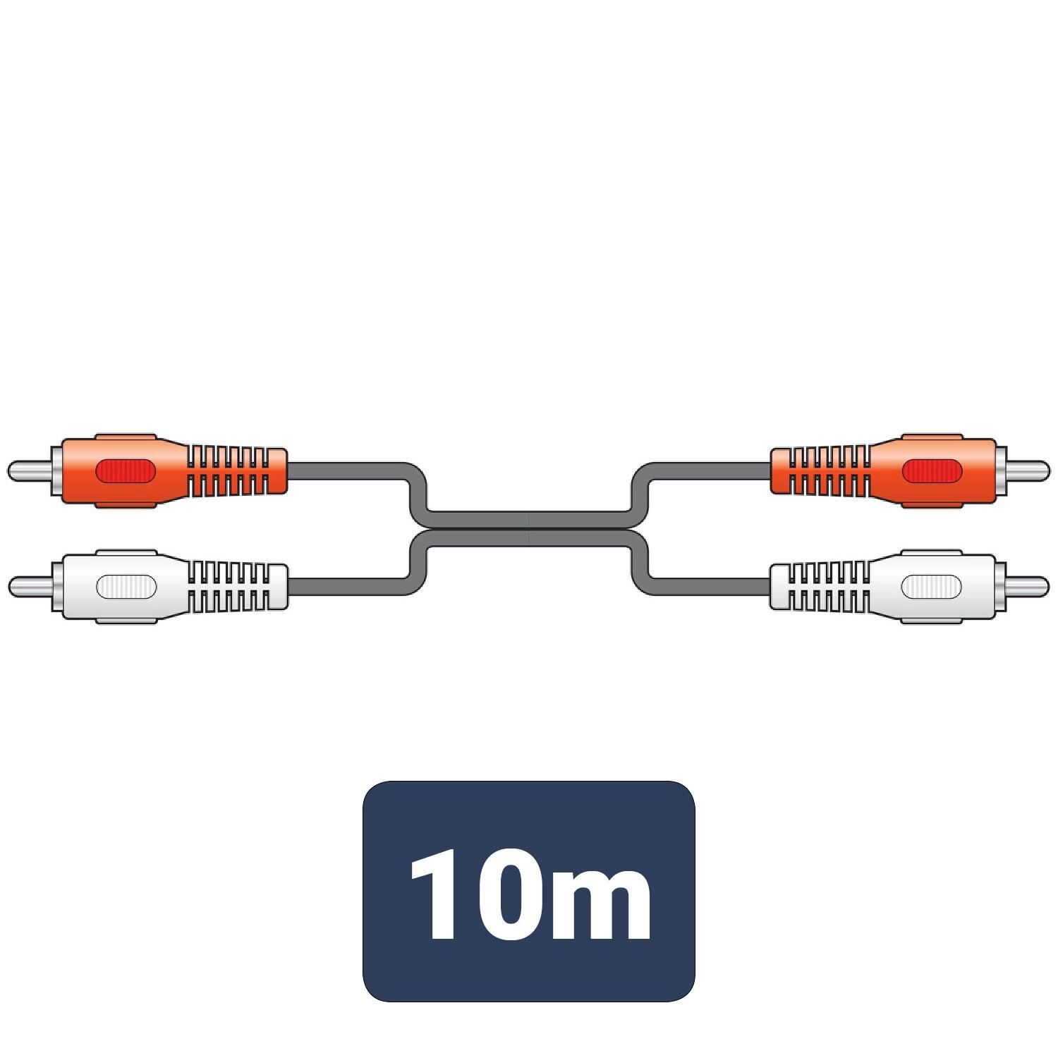AV:Link 2 x RCA plugs to 2 x RCA plugs lead - 10m - 112.060UK