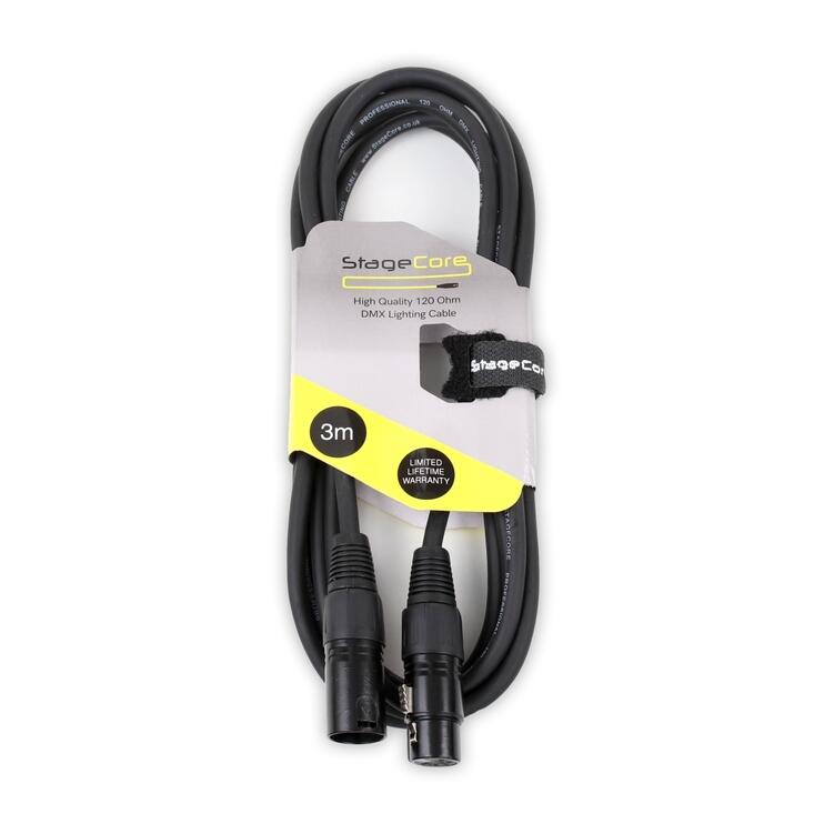 StageCore DMX Lead, 5 Pin XLR Male - 5 Pin XLR Female, 120 ohm, (90542) 3m