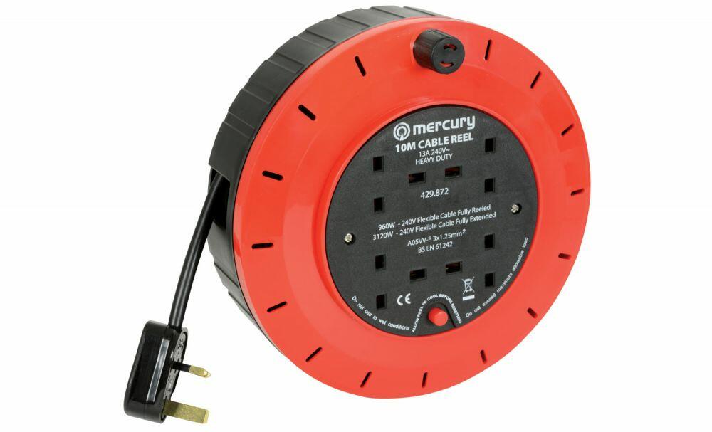 Mercury 4-Gang Extension Reel with Thermal Cut-Out 10m - 429.872UK