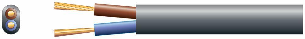 Mercury 2 core oval mains PVC, 2 x 24/0.2mm, 6A, Black, 100m - 804.314UK