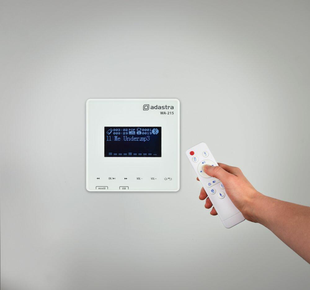 Adastra WA215 In Wall Amplifier with USB/microSD player, FM + Bluetooth - 953.132UK