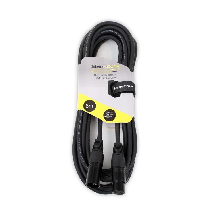 StageCore SCDMX6-5 5 Pin XLR Male - 5 Pin XLR Female, 120 ohm DMX Lead BLACK - (90544)