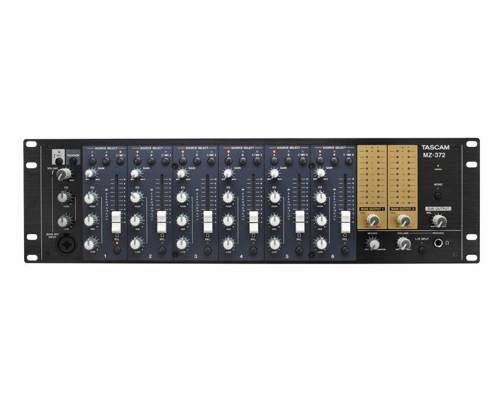 Tascam MZ-372 Installation Mixer with 6-Mic/Line Stereo In and 2 Stereo Out 3U