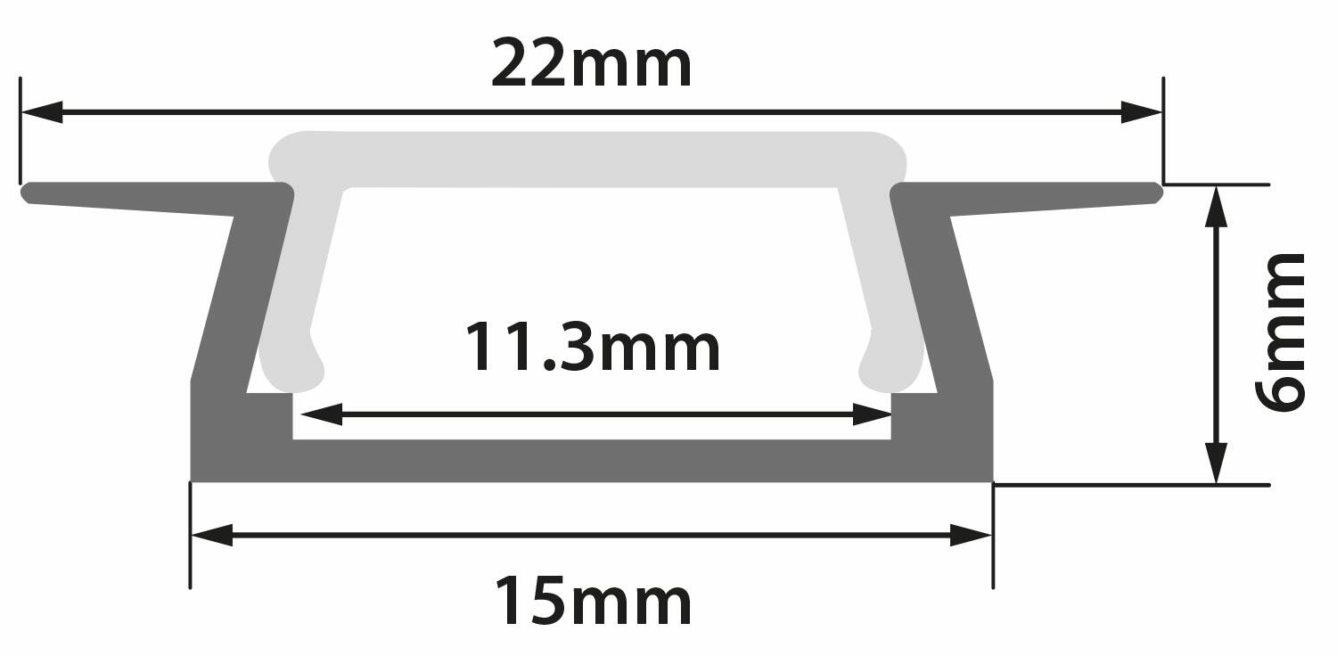 LYYT Aluminium LED Tape Profile Recess 1m 156.803UK