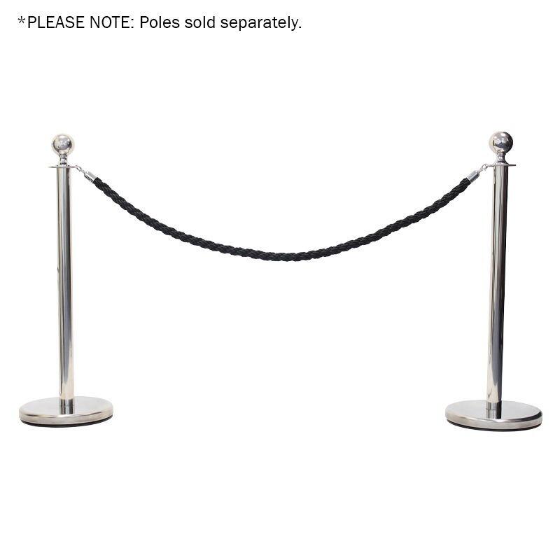 eLumen8 Chrome Barrier Rope, Black Twisted - Example Front