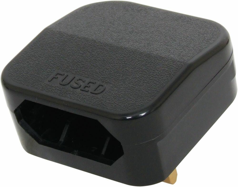 Eagle 5 A Fused Converter 2 Pin Euro Schuko Plug to 3 Pin UK Plug Colour Black, F318EH