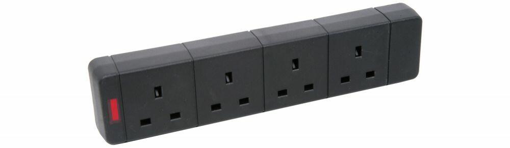 Mercury 4 gang 13A trailing socket with neon - 429.651UK