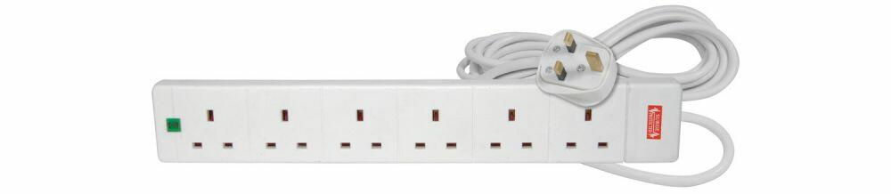 Mercury 6 gang 13A extension lead with surge protection, 5.0m - 429.850UK