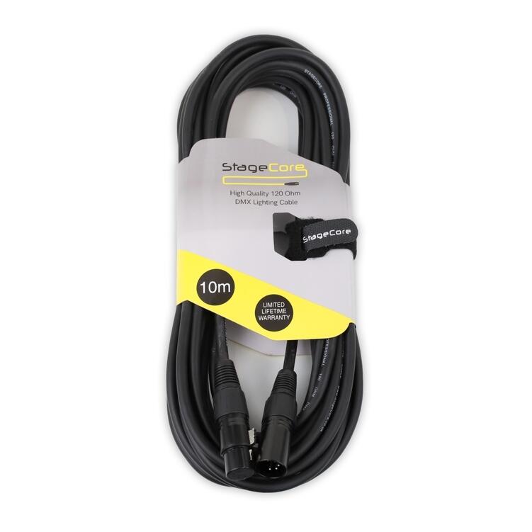 StageCore DMX Lead, 5 Pin XLR Male - 5 Pin XLR Female, 120 ohm, BLACK - (90545) 10m