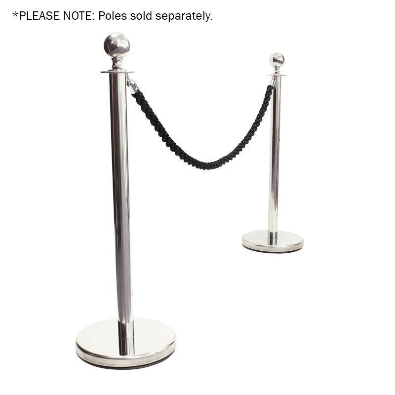 eLumen8 Chrome Barrier Rope, Black Twisted - Example Side
