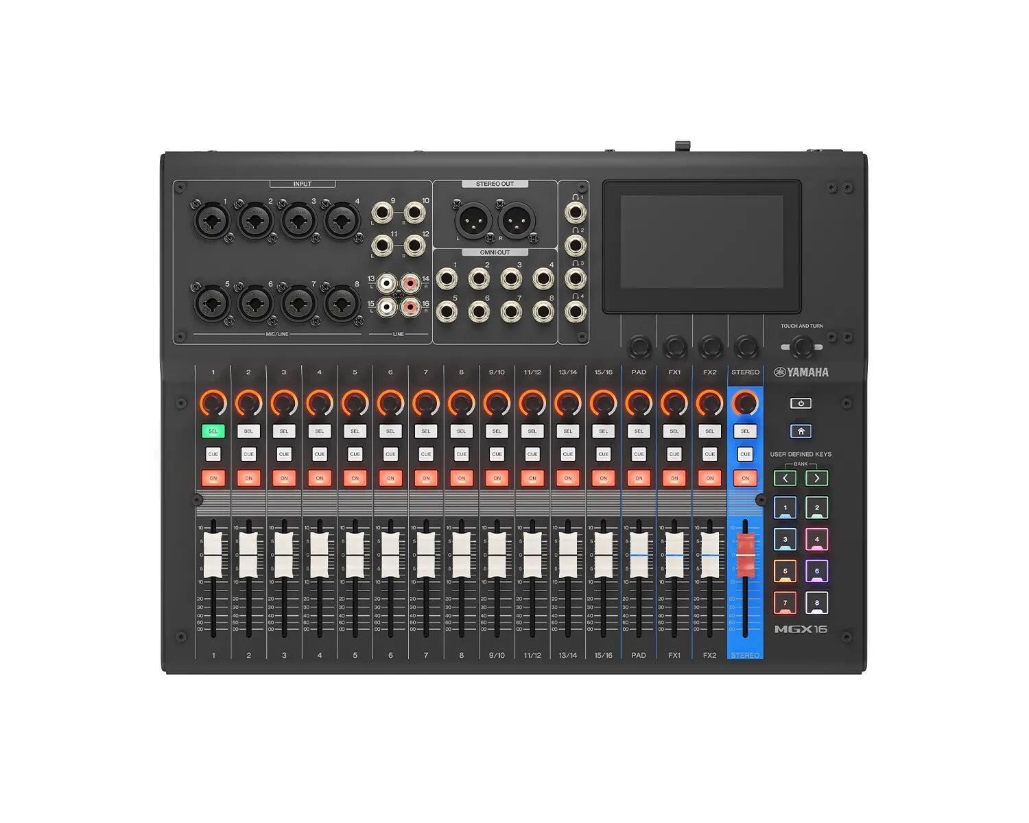 Yamaha MGX16V B 16 ch Mixing Console 8 Combo Line with HDMI - Black