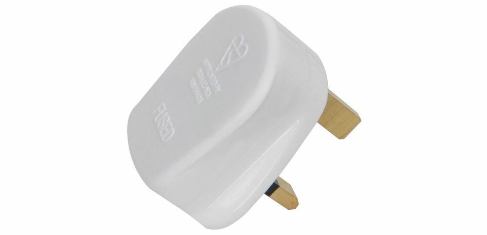 Mercury UK mains plug, 5A fuse, white - 429.804UK