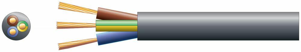 Mercury 3 core round mains PVC, 3 x 24/0.2mm, 6A, 6.1mm, Black, 100m - 804.401UK