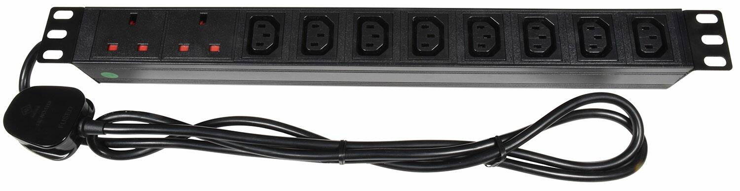 Adastra 1U Rackmount 2 UK + 8 IEC Power Distribution Unit + 1.8m Lead 776.497UK