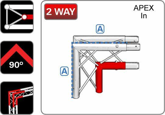 Trilite 2TRJ290A, 2 way 90deg Triangular Truss Apex In Junction, 200 Series