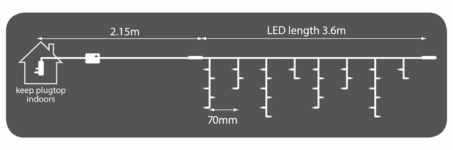 LYYT 180 LED Outdoor Icicle Light Conn CW 155.399UK