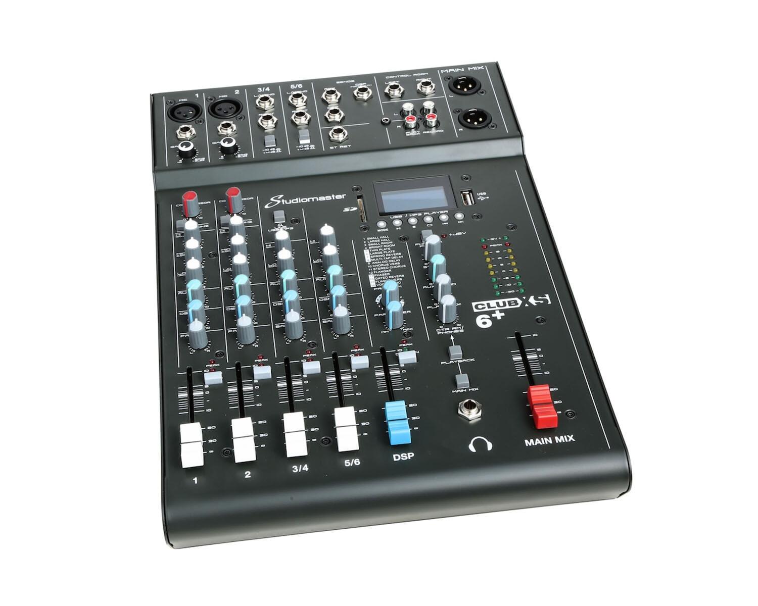 StudioMaster Club XS 6+ 4CH Analogue DSP Mixer 5 Inputs / 1 Mic / 2 Stereo