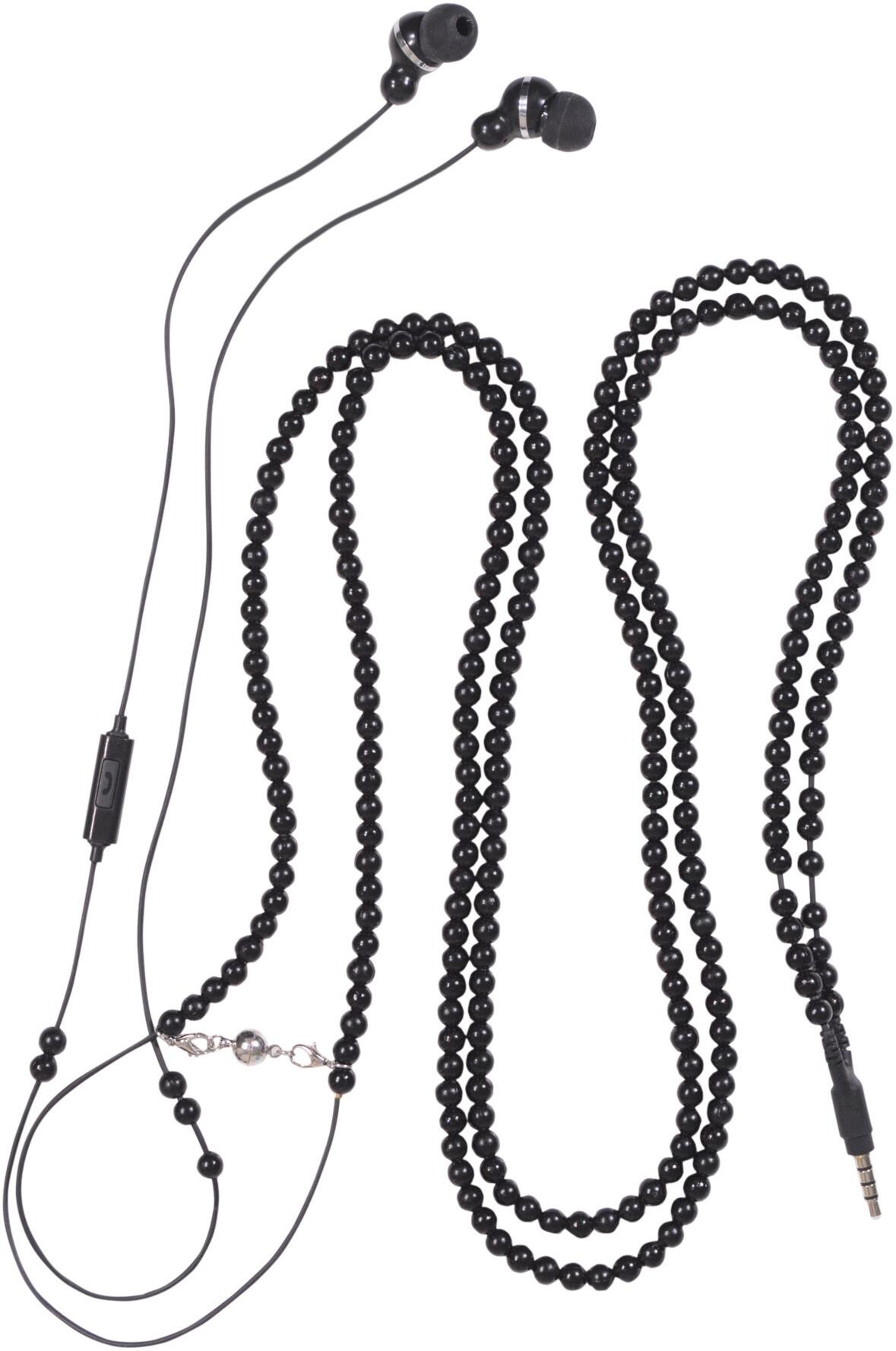 SoundLAB Pearl Style Necklace Earphones with Microphone Black, G143KB