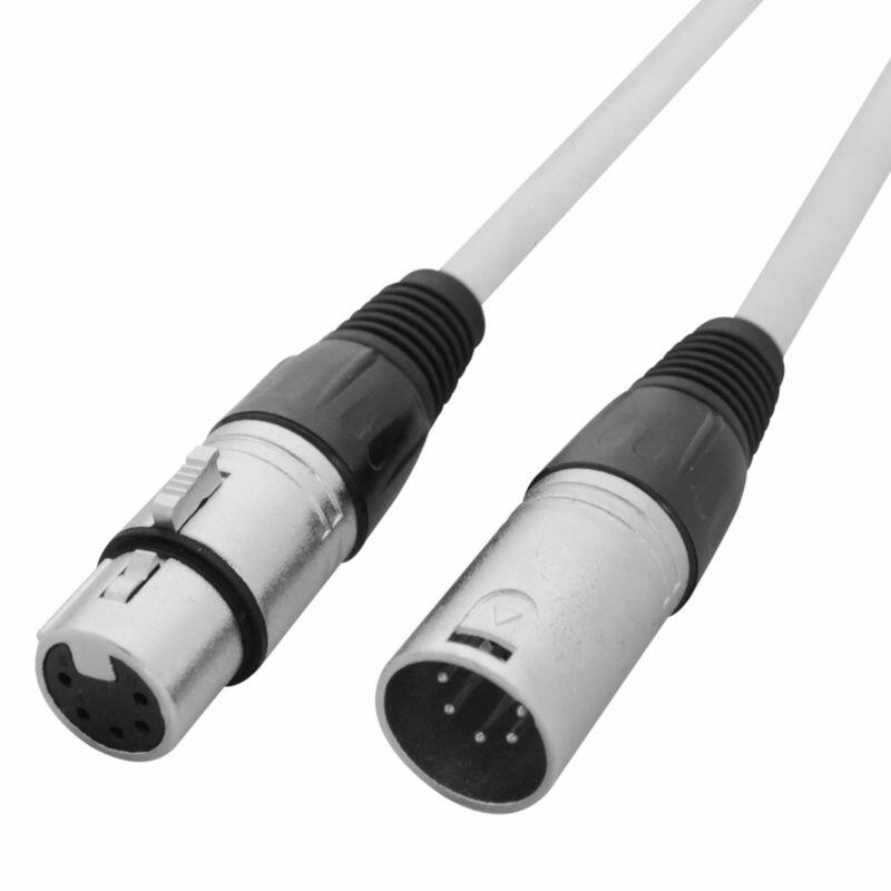 LEDJ DMX Lead, 3 pin Male XLR to 3 pin Female XLR (White Lead), 5m, CABL212