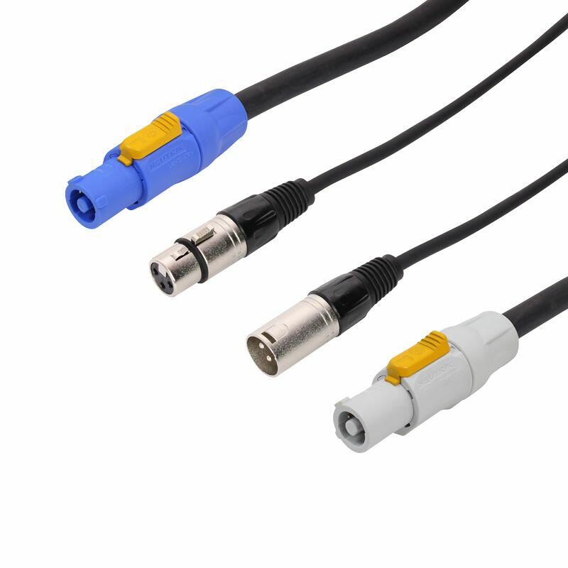 LEDJ Combi PowerCON and XLR 3-Pin Male - Female DMX Lead, 5m