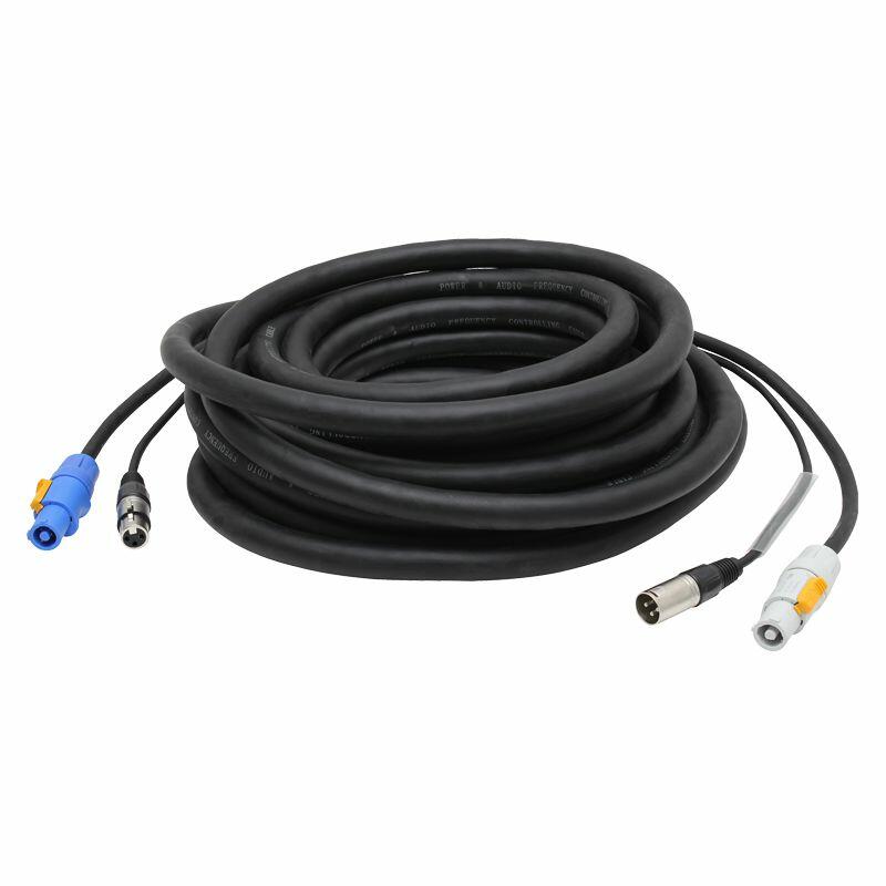 LEDJ Combi PowerCON and XLR 3-Pin Male - Female DMX Lead, 5m
