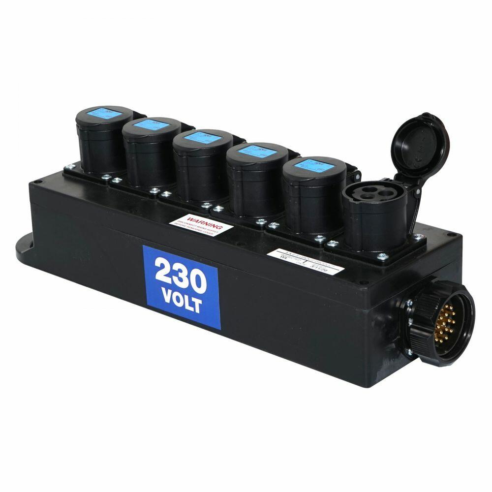 eLumen8 Socapex Breakout Box, 19-Pin to 6 x 16A Sockets