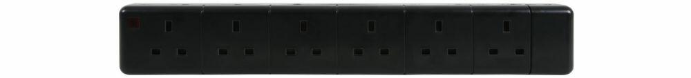 Mercury 6-gang trailing socket black - 429.655UK