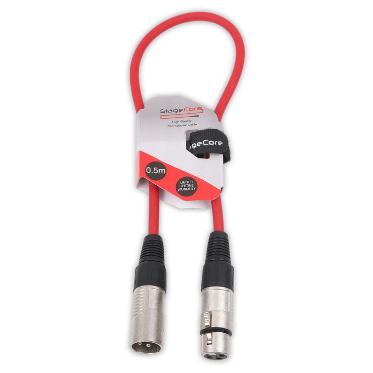 StageCore Audio Lead, 3 pin Female XLR to Male XLR, 500mm, RED - (90171)
