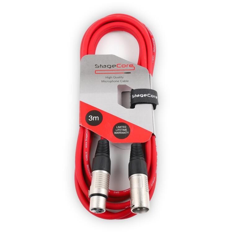 StageCore Female XLR Connector - Male XLR Connector, Professional Audio Lead RED - (90184)