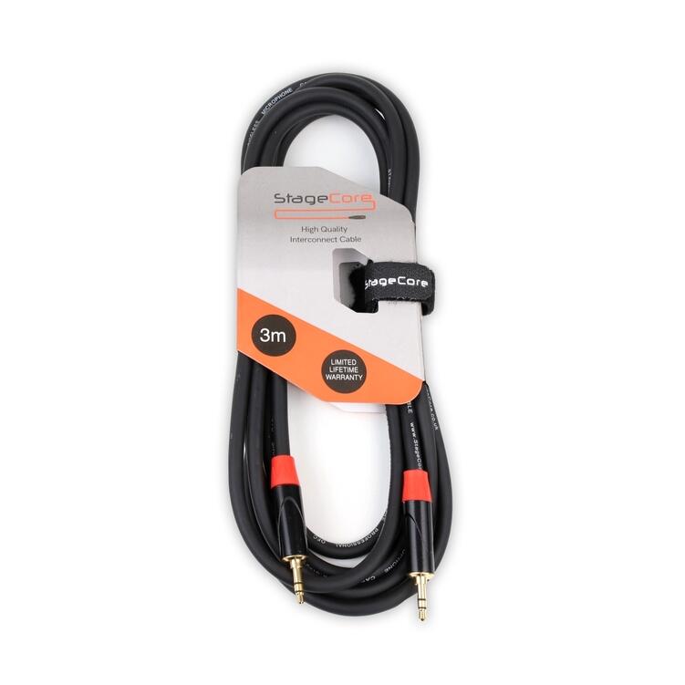 StageCore 3.5mm Stereo Mini Jack Plug - 3.5mm Stereo Mini Jack Plug, Professional Audio Signal Cable BLACK - (90606)
