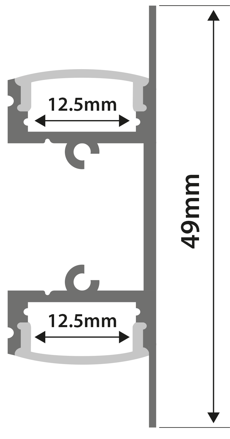 LYYT Aluminium LED Tape Profile 2-Way Bar 1m 156.828UK