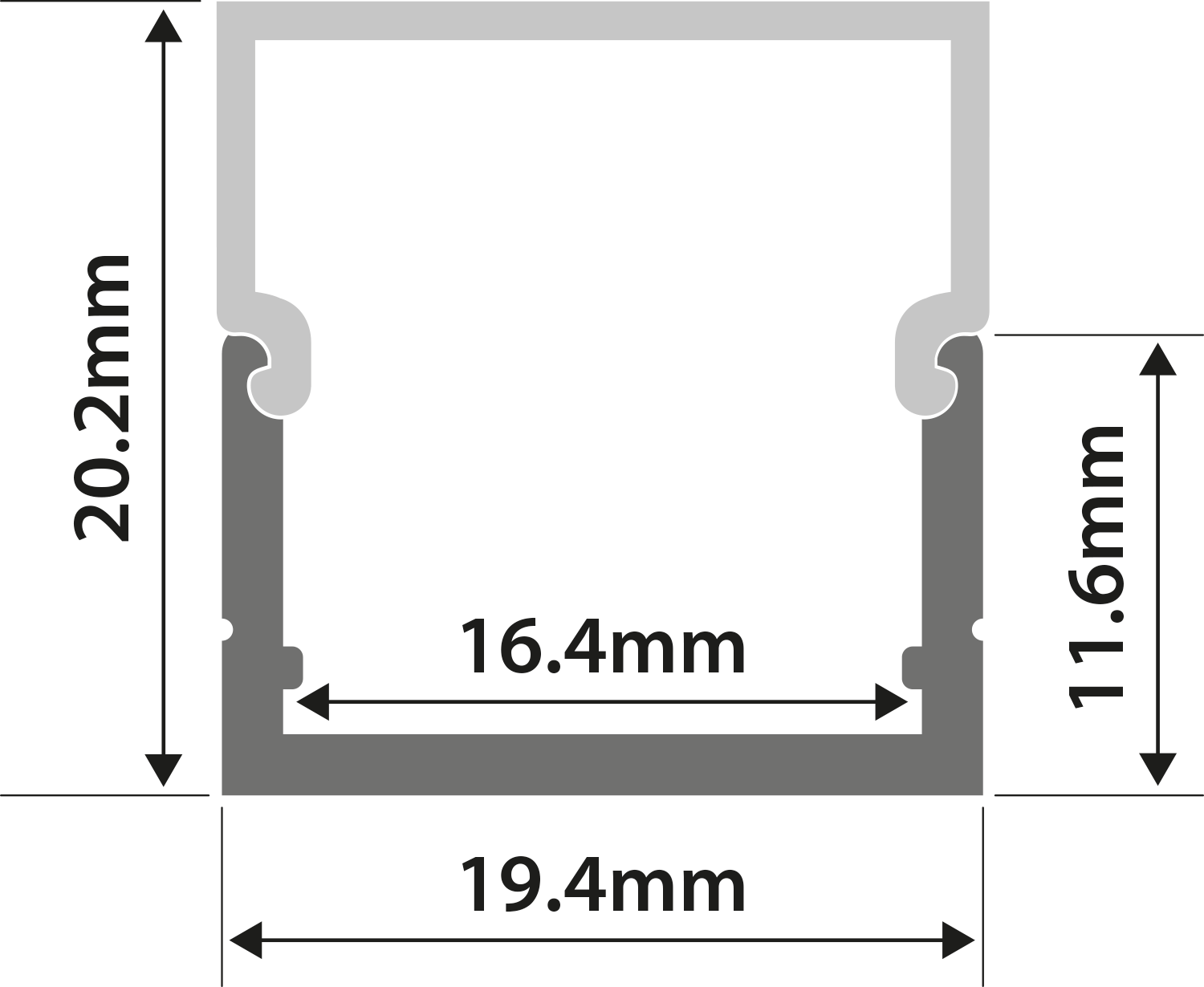 LYYT Aluminium LED Tape Profile Box Section 2m 156.835UK