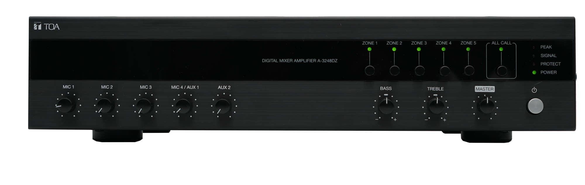 TOA A-3224DZ A-3200 Series 240 Watt Digital Mixer Amplifier, 5-zone, 6 input
