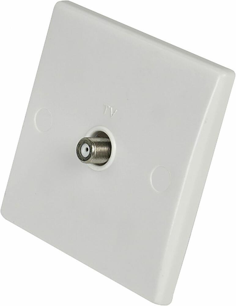 Eagle Wall Outlet Coax White Curved Edge, F353D