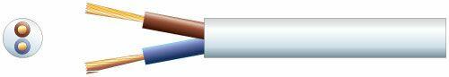 Mercury 2 core round mains PVC, 2 x 24/0.2mm, 6A, 5.8mm, White, 100m - 804.323UK