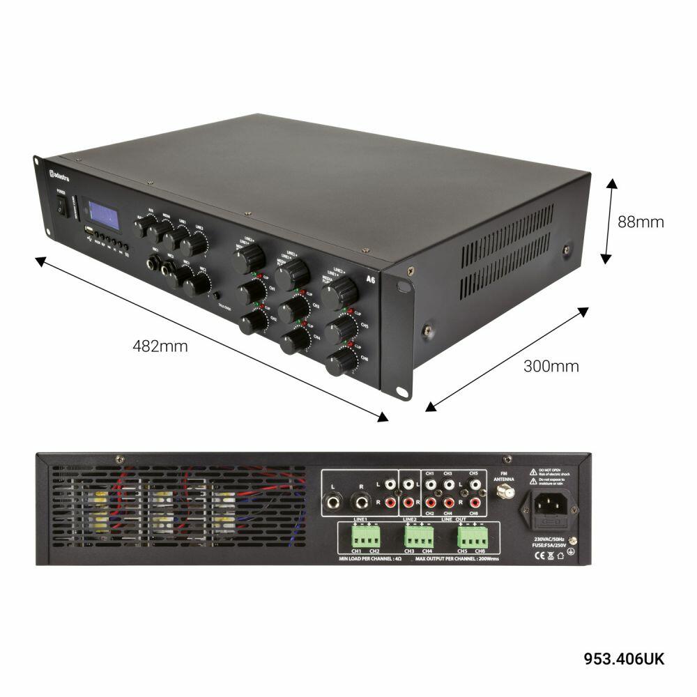 Adastra A6 Tri Stereo Amplfier 6x200W - 953.406UK